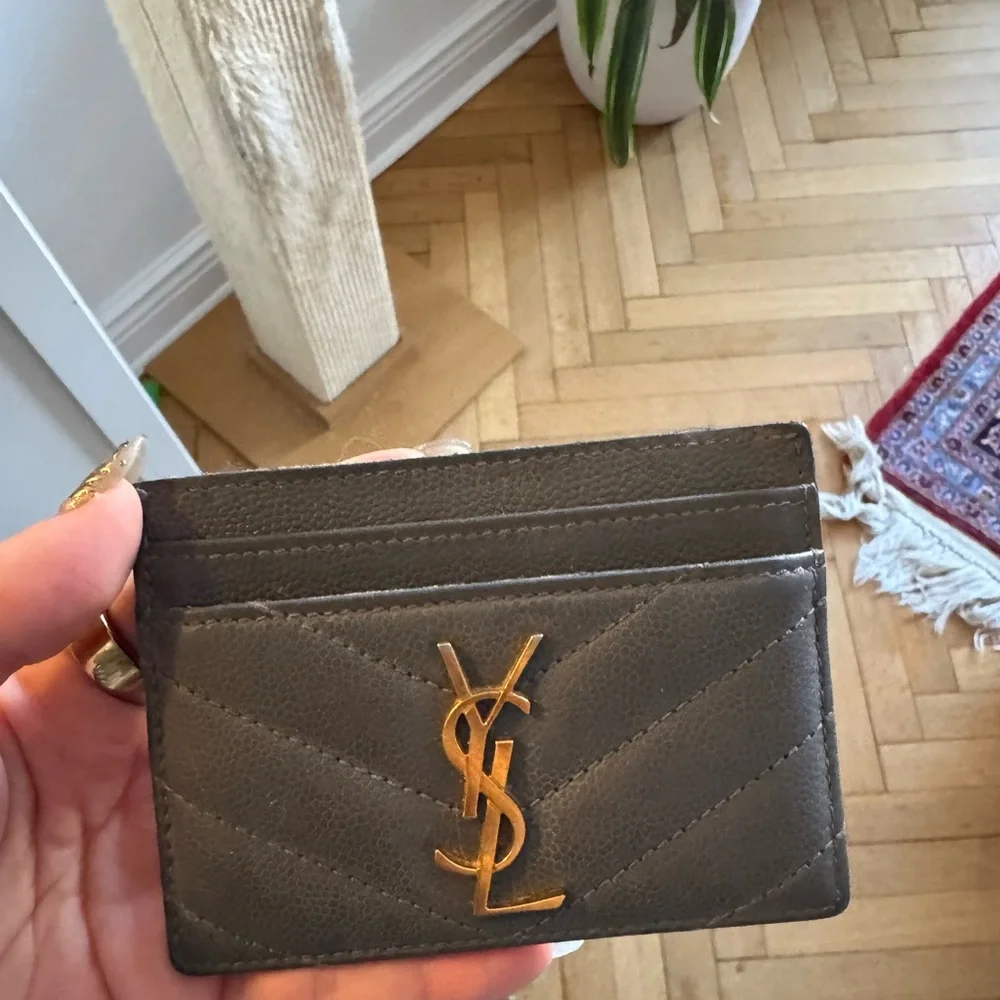 YSL Gray Cassandra Card Holder - Picture 1 of 2